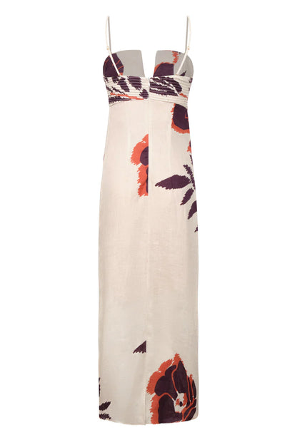 Antigua Linen Midi Dress - Purple Gladiolos