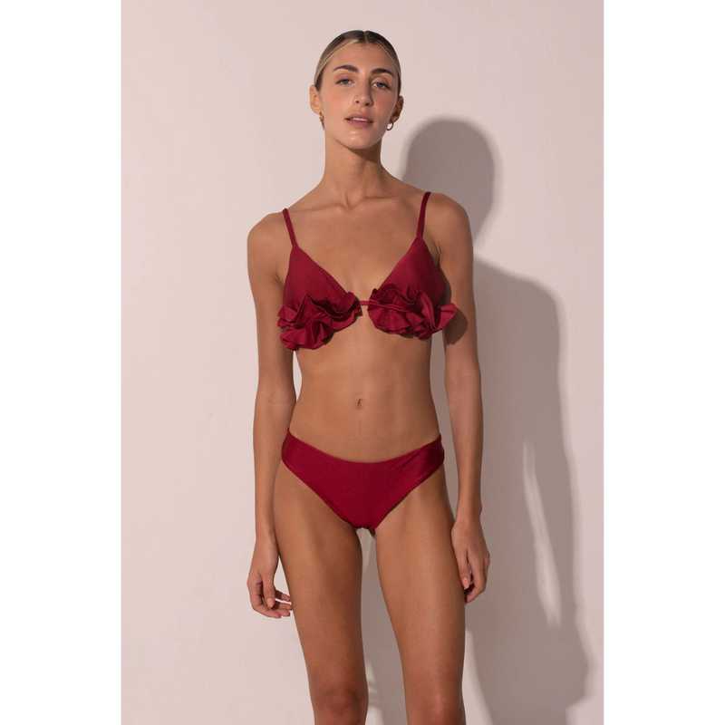 The Ruffle Darling Wine Bikini Set