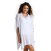 Shadow Stripe Convertible Shirt Dress Cover Up - White