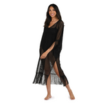 Fringed Out Long Caftan Cover Up