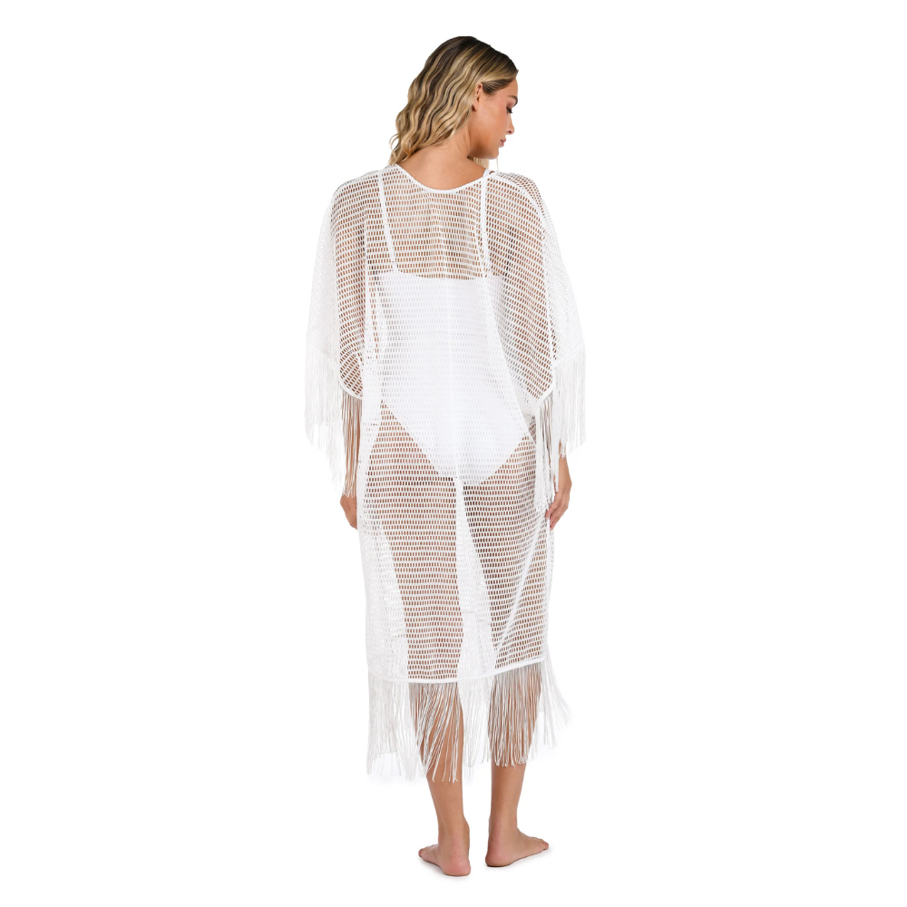 Fringed Out Long Caftan Cover Up