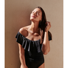 Island Goddess Off Shoulder Ruffle One Piece Black