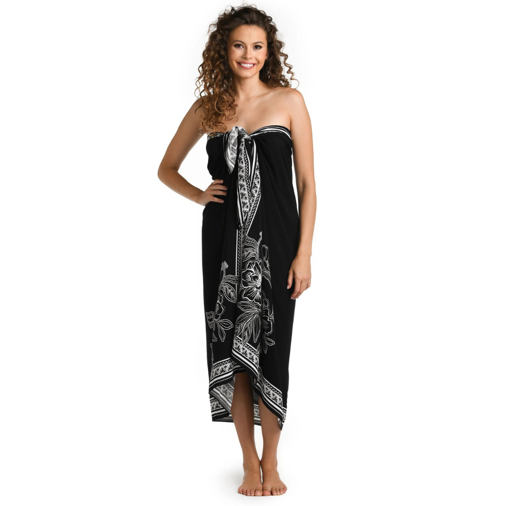 Shadow Floral Pareo Wrap Cover Up
