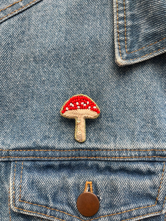 Amanita Mushroom Pin