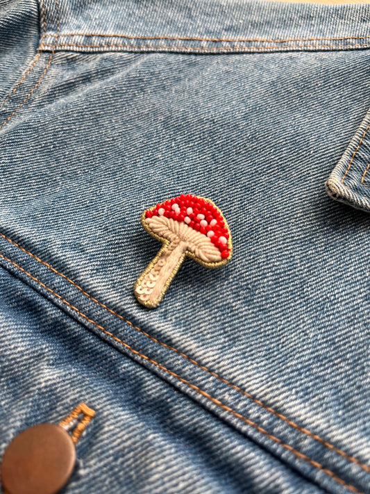 Amanita Mushroom Pin