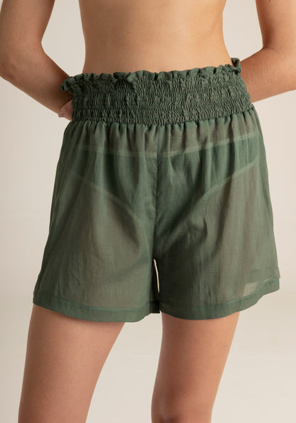 Short with shrirred waistband