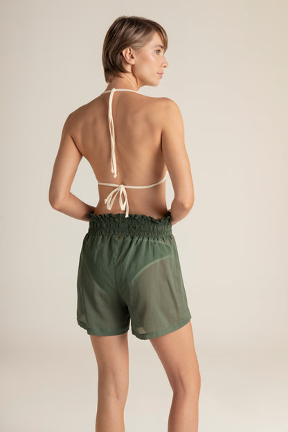Short with shrirred waistband