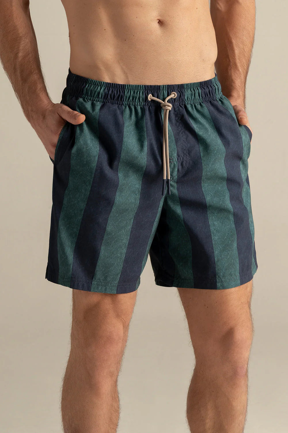Mens Nautical Striped Swim Trunks