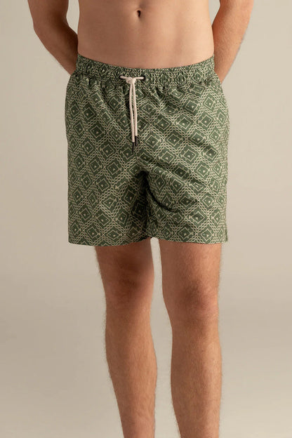 Mens Geometric Fish Swim Trunks