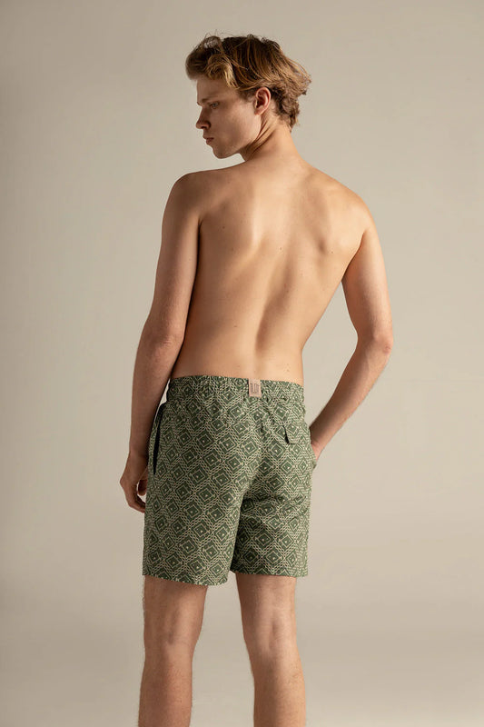 Mens Geometric Fish Swim Trunks