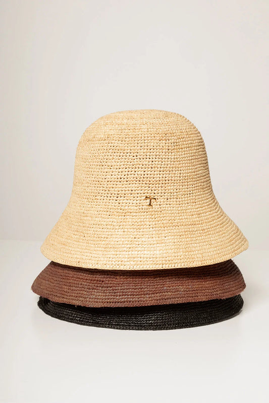 NATURAL BLACK RAFFIA HAT