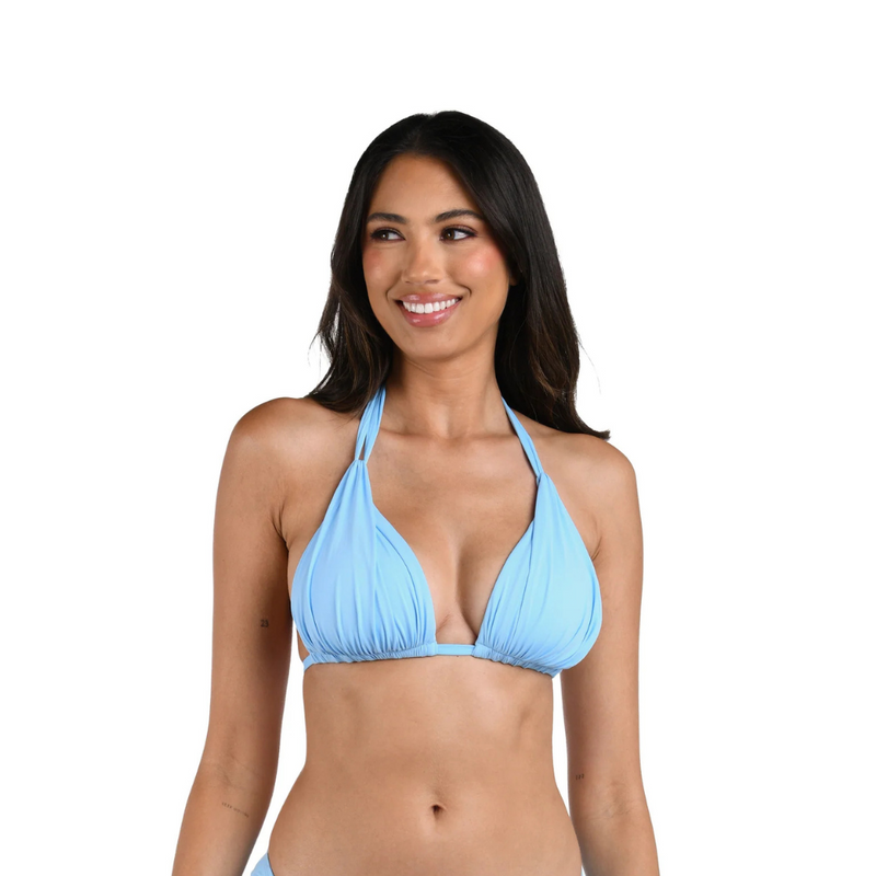 Island Goddess Halter Triangle Top - Crystal Blue