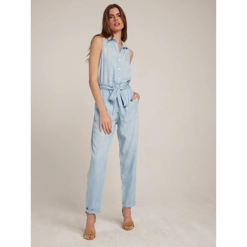 Sleeveless Belted Jumpsuit Sky Wash