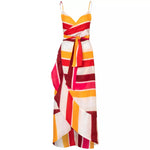 Sophia Linen Maxi Dress / Fucsia Stripes