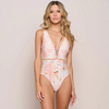 SUNSET PEACH PINK LACE UP ONE PIECE