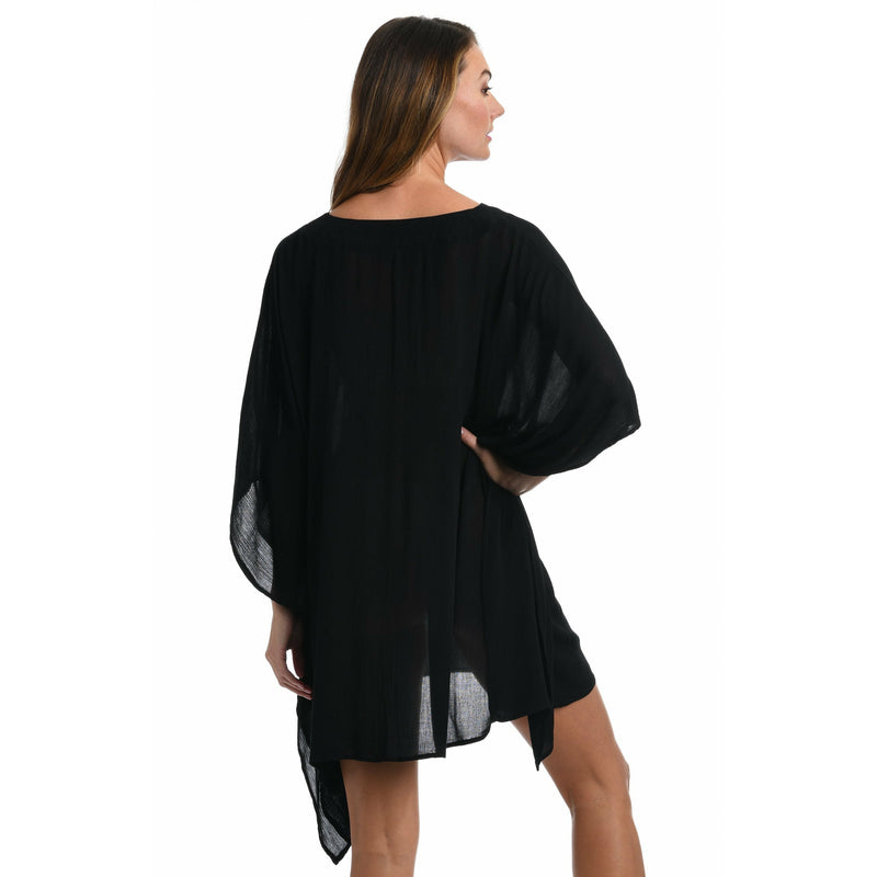 Apulia Mix Lace Front Caftan Dress - Black